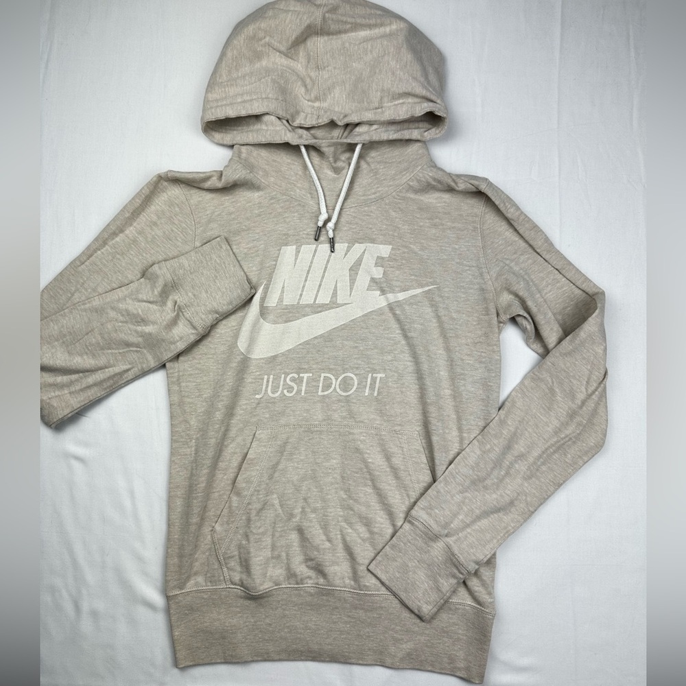 Nike Women’s Beige Hoodie with Logo size small